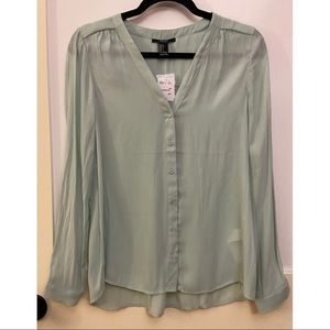 Light sage-green button down blouse